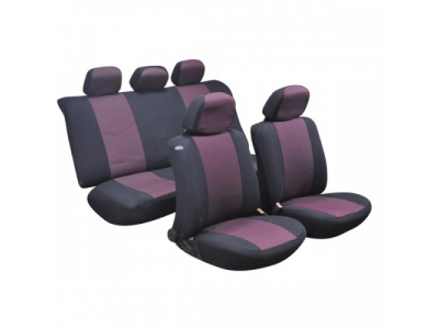Чехлы на сиденья модель 3 черно-красные, жаккард, 11 предметов (3 молнии на задней спинке, карманы на передних сиденьях, со швами под airbag) (3мм поролон)