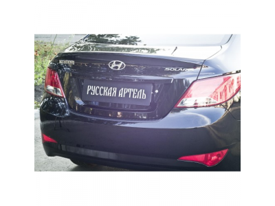 Накладка на задний бампер (2мм) для Hyundai Solaris (седан) 2014-