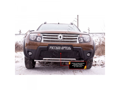 Зимняя заглушка решетки переднего бампера (без дхо и без обвеса) для Renault Duster 2010—2014