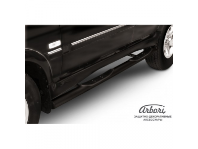 Защита штатных порогов Arbori d76 с проступями черная ТАГАЗ ROAD PARTNER 2008-