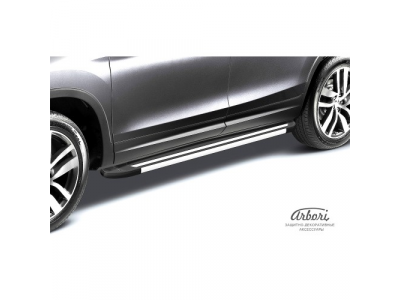 Комплект защиты штатных порогов алюминиевый профиль Arbori "Luxe Black" 1700 черная GEELY EMGRAND X7 2014-