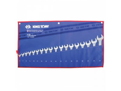 Набор комбинированных ключей, 6-24 мм чехол из теторона, 18 предметов, KING TONY