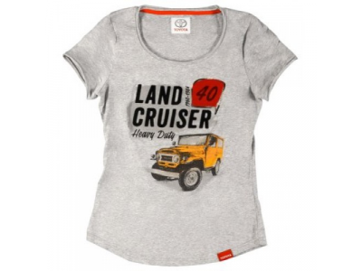Женская футболка Toyota Land Cruiser 40, Ladies T-Shirt, Grey, артикул TMHRTTCL04XS