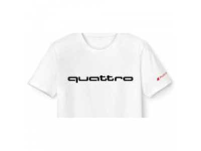 Мужская футболка Audi Mens Fanshirt, quattro, white, артикул 3131601403