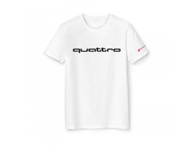 Мужская футболка Audi Mens Fanshirt, quattro, white, артикул 3131601403