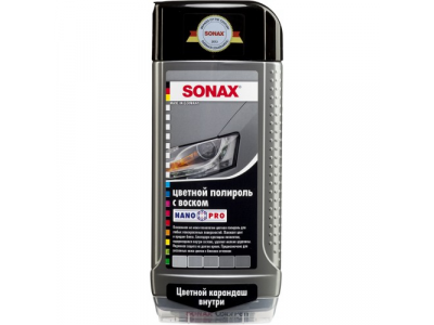 Цветной полироль с воском + карандаш (серебристый/серый) NanoPro, 500 мл от SONAX Цветной полироль с воском + карандаш (серебристый/серый) NanoPro, 500 мл