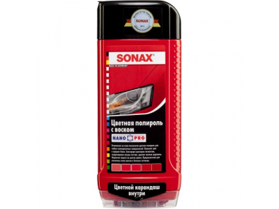 Цветной полироль с воском + карандаш (красный) NanoPro, 500 мл от SONAX Цветной полироль с воском + карандаш (красный) NanoPro, 500 мл