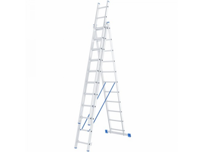 Лестница, 3 х 11 ступеней, алюминиевая, трехсекционная // СИБРТЕХ // Pоссия