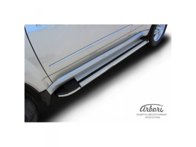 Комплект защиты штатных порогов алюминиевый профиль Arbori "Luxe Silver" 1700 серебристая GREAT WALL HOVER H5 2011-