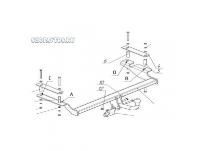 Фаркоп на Chevrolet Aveo хэтчбек 2002-2012гг. от AvtoS Фаркоп на Chevrolet Aveo хэтчбек 2002-2012гг.