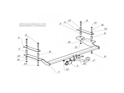 Фаркоп на Chevrolet Aveo седан 2002-2012гг. от AvtoS Фаркоп на Chevrolet Aveo седан 2002-2012гг.