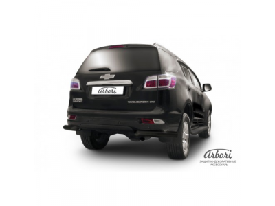 Защита заднего бампера "уголки" Arbori d76 черные CHEVROLET TRAILBLAZER 2012-