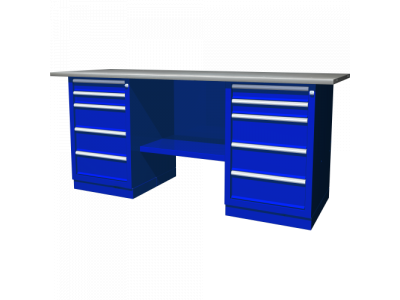 Верстак с двумя тумбами — две тумбы с 5 ящиками, 1900х686х845 мм от OMBRA Верстак с двумя тумбами — две тумбы с 5 ящиками, 1900х686х845 мм