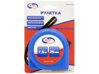 Рулетка пластиковый корпус 7,5мх25мм от AUTOVIRAZH Рулетка пластиковый корпус 7,5мх25мм