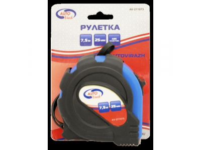 Рулетка обрезиненный корпус 7,5мх25мм от AUTOVIRAZH Рулетка обрезиненный корпус 7,5мх25мм
