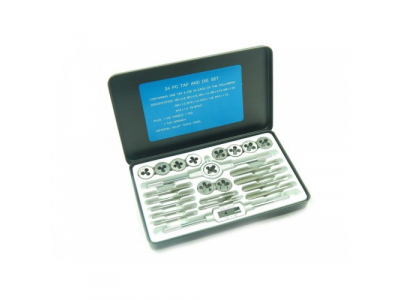 Набор метчиков и плашек 24пр. (метрич.) в метал.кейсе от FORSAGE Набор метчиков и плашек 24пр. (метрич.) в метал.кейсе