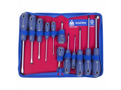 Набор отвёрток в футляре на молнии, 12 предметов, МАСТАК