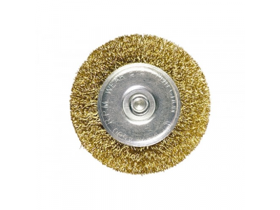 Щетка для дрели, 40 мм, плоская со шпилькой, латунированная витая проволока // MATRIX