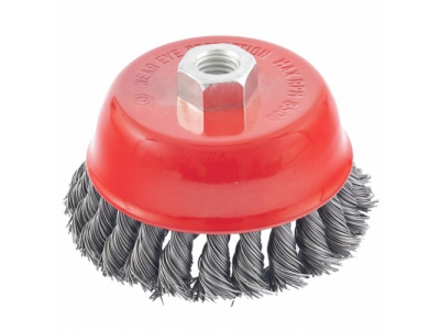 Щетка для УШМ, 100 мм, М14, "чашка", крученая проволока 0,5 мм// MATRIX
