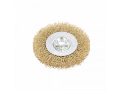 Щетка для УШМ, 100 мм, М14, плоская, латунированная витая проволока// MATRIX