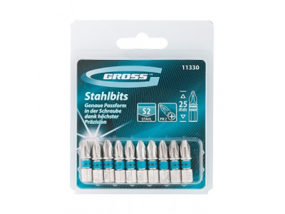 Набор бит PH2х25, сталь S2, 10шт //GROSS от GROSS Набор бит PH2х25, сталь S2, 10шт //GROSS
