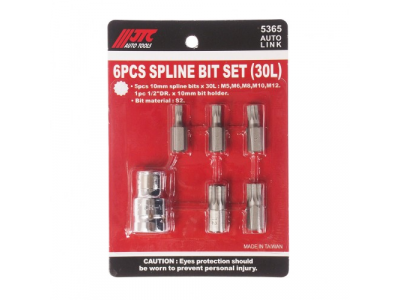 JTC Набор бит 1/2" SPLINE с держателем М5-12 6 предметов JTC от JTC JTC Набор бит 1/2" SPLINE с держателем М5-12 6 предметов JTC