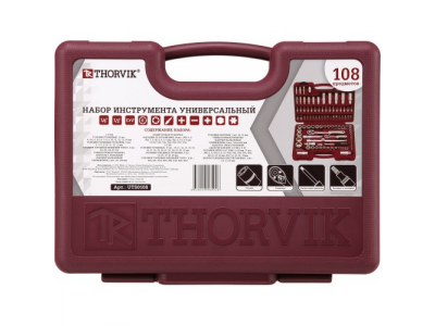 UTS0108 Набор инструмента универсальный 1/4", 1/2"DR, 108 предметов от THORVIK UTS0108 Набор инструмента универсальный 1/4", 1/2"DR, 108 предметов