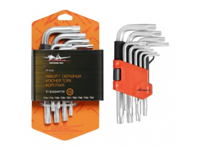 Набор Г-образных ключей TORX коротких 9 предметов, пласт.подвес от Airline Набор Г-образных ключей TORX коротких 9 предметов, пласт.подвес