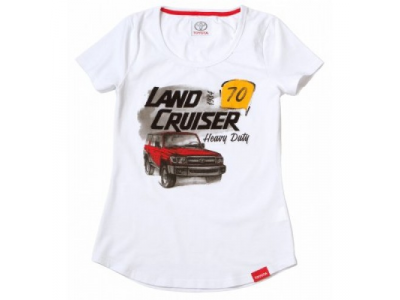 Женская футболка Toyota Land Cruiser 70, Ladies T-Shirt, White, артикул TMHRTTCL01XS