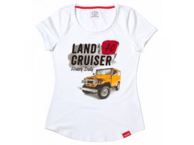 Женская футболка Toyota Land Cruiser 40, Ladies T-Shirt, White, артикул TMHRTTCL03XS