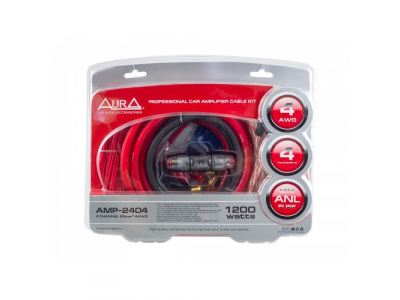 Комплект кабелей для подключения 4-канального усилителя, 4 AWG Aura AMP-2404
