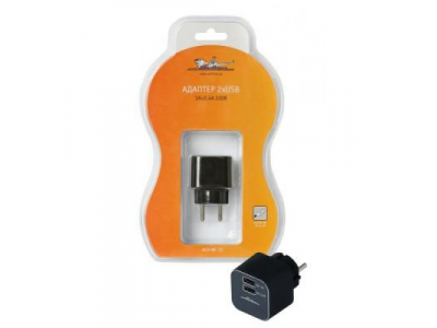 Зарядник дя сотового телефона AIRLINE (адаптер 2*USB) 1A+2.1A 220В
