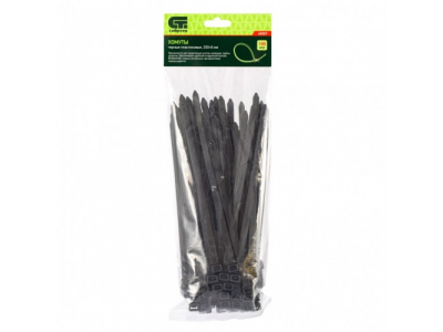 Хомуты, 200 х 8 мм, пластиковые, черные, 100 шт Сибртех